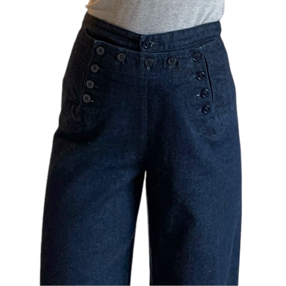 Lauren Ralph Lauren Sailor Pant Cotton Denim Navy 10P - Picture 4 of 9